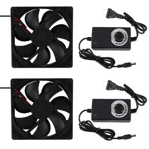 2PCS Blower Cooling Fan 120x25mm 110V 220V AC Powered Cooling Fan Dual-Ball Bearings 3 to 12V Speed Controller Fan for Receiver DVR Compatible with PlayStation Xbox Component