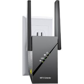 2025 WiFi 6 Range Extender, 2.4Gbps Home Signal Booster, 12X Faster Dual Band 5GHz/2.4GHz, Covers Up to 1,5000 Sq.ft and 99 Devices, Internet Wireless Repeater with Ethernet Port, 1-Tap Setup