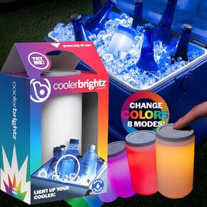 Brightz CoolerBrightz Can Shaped Waterproof LED Ice Chest Light - Color Morphing LED Cooler Lights Waterproof - Great Camping Cooler Accessories, Tailgating Accessories, Backyard BBQ, & More