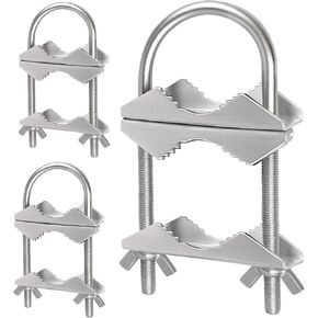 2 Sets Antenna Mast Clamp V-Jaw Block with U Bolts for 1-2" OD Poles, Heavy Duty Antenna Mast Mount Bracket Kit for Ham Radio Antennas, TV Antennas, Security Cameras