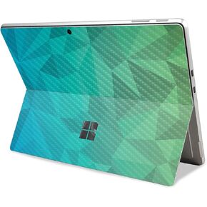 Carbon Fiber Tablet Skin Compatible with Microsoft Surface Pro 11 (2024) - Blue Green Polygon - Premium 3M Vinyl Protective Wrap Decal Cover - Easy to Apply | Crafted in The USA by MightySkins