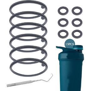 13Pcs Shaker Bottle Lid Gasket Replacement For BlenderBottle Strada Shaker Cup Insulated Stainless Steel Water Bottle 24/25/28OZ,Silicone Seal O Ring For Blender Bottle Strada Protein Bottle