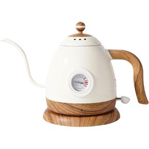 CloudHand Gooseneck Electric Kettle with Thermometer, Stainless Steel Hot Water Kettle, Pour Over Kettle for Coffee & Tea, Auto Shutoff Anti-dry Protection, 1000W-0.8L, Leak-Proof Design
