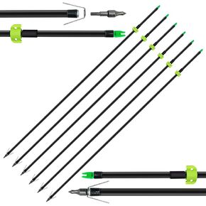 oubert 6PCS 32 Inch Bowfishing Arrows with Screw Tips and Safty Slides 8mm Fiberglass Bow Fishing Arrows for Slingshot& Compound & Recurve Bow Fishing