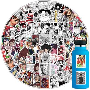 104Pcs Colorful and Black Anime Dandadan Stickers,Anime Theme Stickesr for Water Bottle，Vinyl Waterproof Decals for Laptop，Guitar，Bumper，Skateboard，Phone，Car，Gifts for Adults/Kids/Teens