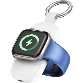 Portable Charger for Apple Watch,Wireless Magnetic iWatch Charger 1200mAh Keychain Travel Accessories Compact Slim Watch Charger for Apple Watch Series 10/9/8/7/6/SE/5/4/3/2/1/UItra/UItra 2-White