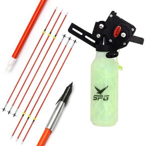 Archery Bow Fishing Reel Kit Bowfishing Reel with Bowfishing Arrows Set 40m Fishing Rope Fiberglass Fishing Arrows Bowfishing Tool Accessories (Orange)