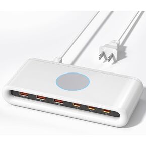 145W USB C Charging Station for Multiple Devices,6 Port USB C Hub Charger,6FT Extension Cable Compatible with iPhone/iPad/Samsung/Pixel/LG (Green, 145w)