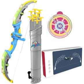 Bow and Arrow Set for Kids,1 Pack Kids Bow and Arrow Set with LED Flash Lights, 10 Suction Cup Arrows Indoor and Outdoor Archery Set Toy Gift for Boys and Girls Ages 4-12 (Blue)