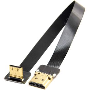 JSER CYFPV 90 Degree Up Angled FPV Mini HDMI Male to HDMI Male FPC Flat Cable 20cm Compatible for FPV HDTV Multicopter Aerial Photography