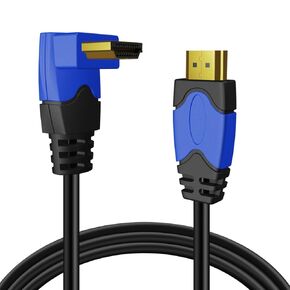 TNP 4K HDMI Cable Right Angle 90 Degree (6FT) - High Speed 18GBps HDMI Wire Cord Supports 4K 60Hz, 2K, 1080p, 3D, ARC/eARC, Ethernet for Video Gaming, Xbox One, PS4 & Apple TV