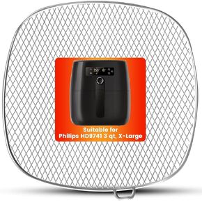 Air Fryer Accessories for Philips, 7.2" Square Drip Pan for Philips HD9741 3QT Tray Rack Compatible with HD9641 HD9721, HD9730, Dishwasher Safe