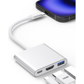 iPhone to HDMI Adapter for TV, USBC to HDMI Adapter for iPhone 15/16, Type C Digital AV HDMI Adapter with Fast PD Charging and 4K HDMI Converter, Compatible with iPhone15 iPhone16 MacBook Ipad