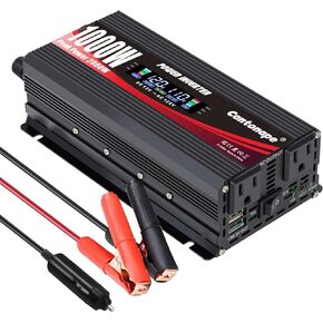 1000W/2000W(Peak) Car Power Inverter DC 12V to 110V AC Converter with LCD Display Dual AC Outlets and Dual USB Car Charger for Car Camping Laptop Truck Black
