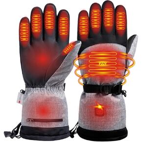 Heated Gloves for Men Women, 5000mAh Rechargeable Winter Heated Motorcycle Gloves Waterproof & Windproof Touchscreen Electric Heating Gloves for Hunting Riding Skiing Skating Hiking, Black