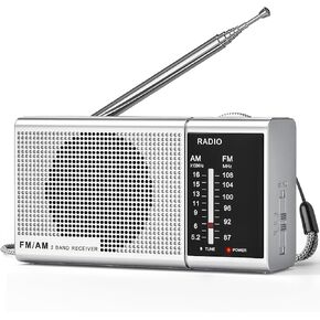 Portable Radio AM FM, Transistor Radio with Loud Speaker, Headphone Jack, 2AA Battery Operated Radio Excellent Reception - Goodes
