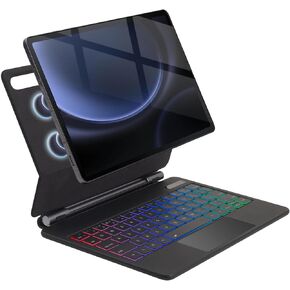 Touchpad Magic Keyboard Case for Samsung Galaxy Tab S9 FE 5G 10.9'', S9/S8/S7 11 Inch,Rainbow Backlit Magic Floating Cantilever Stand Magnetic Keyboard Cover with Multi-Touch Trackpad