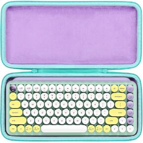 co2CREA Hard Case Replacement for Logitech POP Keys Mechanical Wireless Keyboard, Purple Case + Daydream Mint Zipper