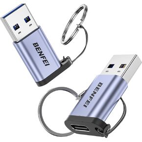 BENFEI 10Gbps USB Type-A to USB-C Adapter(2 Pack, Male to Female) Supporting 5V 3A Charging and 10Gbps Data Transmit