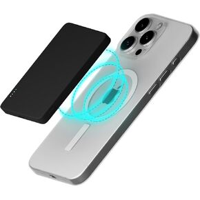PEEL Magnetic Wireless Portable Charger – Ultra Slim 5,000mAh Power Bank, Compatible with MagSafe Devices, 15W Wireless & 20W USB-C Fast Charging, Lightweight for iPhone 16/15/14/13/12 (Black)