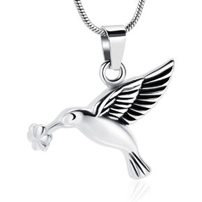 memorial jewelry Birthstone Personalized Hummingbird and Heart Cremation Urn Necklace Pendant Ashes Jewelry