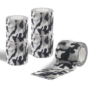 WALWAL Camouflage Self-Adhesive Tape, 2" x 14.76 ft Multifunctional Non-Woven Fabric Stealth Tape for Hunting Gear & Outdoor Equipment, Jungle Woodland Concealment Aid（Black&White Camouflage,4Pcs）