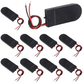 10Pcs CR2032 Battery Holder 6V Button Coin Cell Battery Socket Holder Case Cover with ON-Off Switch 3V x 2 Battery Storage Box for CR2032 Battery -Transparent