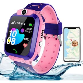 DDD Kids Waterproof Smart Watch,GPS Tracker,SIM Card for Make and Receive Calls,SOS Emergency,Kids Waterproof Watch,Kids Smart Watch Birthday Gift for 3-12 Year Old (Pink)