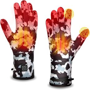 Heated Glove Liners for Men Women, Rechargeable Hand Warmers, Thin Camouflage Touchscreen Battery Electric Gloves Liner for Motorcycle Skiing Hiking Hunting