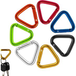 Carabiner Clip Multicolor Carabiners Hook Clips Camping Accessories Aluminum Alloy Keychain Triangular Carabiners for Hammocks Water Bottle Backpack Keys, Outdoor Accessories for Hiking