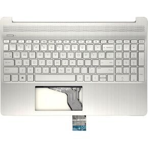 Replacement Upper Case Palmrest for HP 15-DY 15-EF 15T-DY 15Z-EF 15s-eq 15s-fq 15s-er 15s-fr Series Laptop Top Cover with Backlit Keyboard Assembly M17185-001 L63579-001 Silver