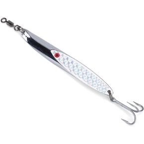 Fishing Lures Sequins Metal Bass Hard Spoon Bait Jig Lure Artificial Hook(84g-Silver)