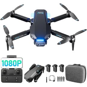Drone with Camera 1080P, Brushless Motors, Optical Flow Positioning, Camera Anti-Shake, 110° Adjustable Lens Foldable RC Quadcopter 3 Batteries, Strong Stability Mini Drones for Kids/Beginners, Black