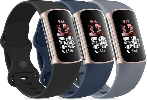 3 فرق حزمة لشحن Fitbit 6 / Charge 5 نطاقات نساء الرجال ، سيليكون ناعم مقاوم للماء أشرطة رياضية بديلة لفيتبيت شحنة 5 / شحنة 6 للياقة التعقب in Kuwait
