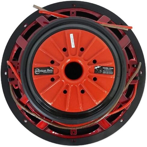 American Bass Hawk 12" SUBWOOFER, 1500 Watts RMS/3000 Watts Max Power, 4 Ohm Voice Coils, Heavy Duty cast Aluminum red Powder Coated Basket in Saudi Arabia