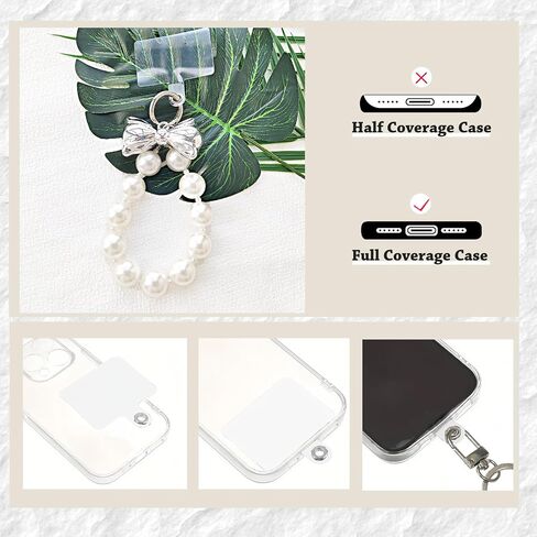Cell Phone Charm for Women, Pearl Beaded Phone Lanyard Crossbody Cell Phone Detachable Wrist Strap,Chain Wristlet with 2 Pack Phone Tether Tab for Shopping Traveling Party Walk Gift in Saudi Arabia