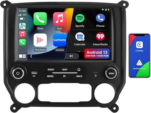 Android 13 Car Stereo for Chevy Silverado GMC Sierra 2014-2018 with Original car Style knob,10 inch Wireless CarPlay Android Auto/BT/GPS/FM/SWC Radio 2GB 64GB in Saudi Arabia