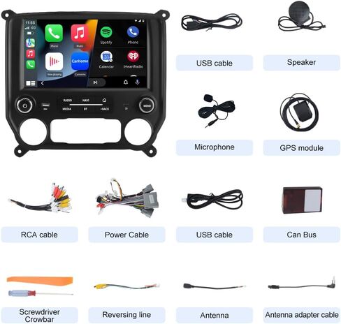 Android 13 Car Stereo for Chevy Silverado GMC Sierra 2014-2018 with Original car Style knob,10 inch Wireless CarPlay Android Auto/BT/GPS/FM/SWC Radio 2GB 64GB in Saudi Arabia