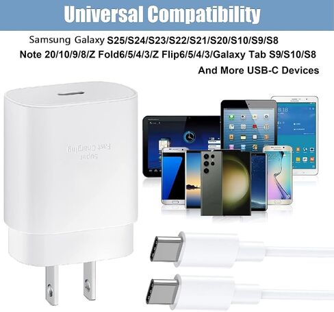 لشاحن Samsung A16 A15 A55 S23 S24 Type C Charger Super Fast Charging 25W USB C Charger مع سلك كابل C 6ft C لـ Samsung Galaxy S25/S24/S23/S22/S21/S20/Ultra/Plus/Fe/Note 20/10 /z fold/z flip in Kuwait