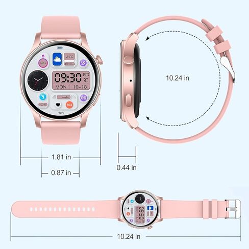 Smart Watch (Answer/Make Calls), Ultra Thin 1.43’’ AMOLED Smart Watches for Men Women, 100+ Sport Modes Fitness Tracker with Blood Oxygen/Heart Rate Monitor, IP68, Android IOS(with 2 bands)(Pink) in Kuwait