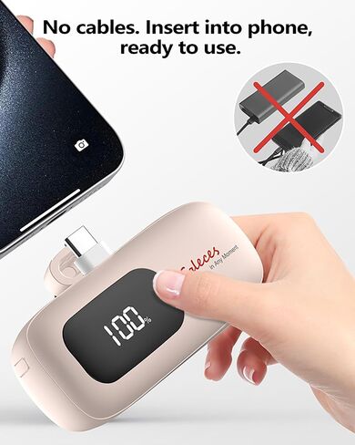 Mini Portable Charger for iPhone 20W 5000mAh USB-C Power Bank for iPhone 15 Charger Fast Charging Compatible with iPhone 16 15 Pro/15 Plus/15 Pro Max/iPad/AirPods Samsung (Black) in Saudi Arabia