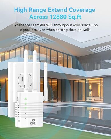 WIFI Range Extender Signal Signal Booster حتى 12880 قدمًا مربعًا و 105 أجهزة ، تمديد نطاق WiFi Amplifier WiFi ، معزز إشارة WiFi للمنزل ، متكرر على الإنترنت مع منفذ Ethernet in Kuwait