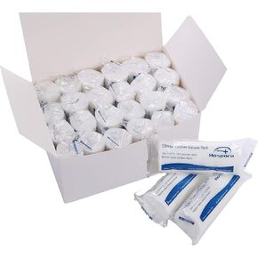 Hospora Medical Cotton Cotton Loll الشاش ، 4 بوصات ، حزمة فردية ، شاش تمتد الإسعافات الأولية ، 24 عبوة