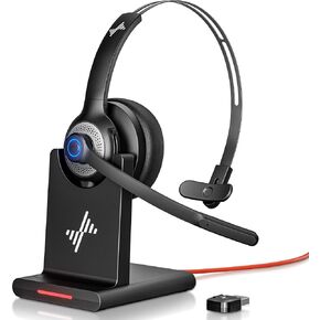 Bluetooth Wireless Headset with Mic for Work, Bluetooth 5.2, Advanced Noise-Cancelling Microphone, Calls Clear - Comfortable Over-Ear Headphones for PC, Laptop, iPhone, Android, Zoom, Office