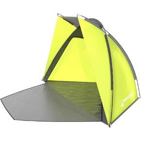 Beach Tent and Sun Shelter - Water and Wind-Resistant Shade Canopy for UV Protection - Easy Set-Up Tent with Carry Bag by Wakeman (Yellow)