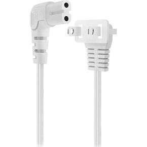 2 Prong Power Cord Right Angle TV Power Cable Replacement for Xbox Series S/X, Xbox One S/X, Printers, Compatible for LG TV, Samsung, TCL, PS5 & PS4 Cable Replacement Cord, Non-Polarized Angle Power
