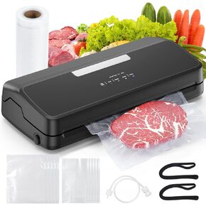 Vacuum Sealer Machine, 7-in-1 Food Vacuum Sealer with Built-in Cutter and Bag Storage, Dry/Moist/Gentle Mode, Extended Heat Seal, Removable Drip tray, Air Suction Hose