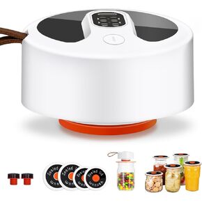 Automatic Mason Jar Vacuum Sealer Kit with Digital Display - 20s One-Touch Seal, 80 kPa Strong Suction, USB-C Rechargeable, Fits Regular/Wide Mouth Jars, Wine Bottles & Bags (Includes 8 Accessories)