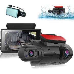 Dual Dash Cam Front and Inside 1080P Dash Camera for Cars IR Night Vision Car Camera for Taxi Accident Lock Parking Monitor Support 256GB Max (Black)
