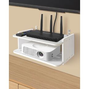 Projector Shelf for Wall Mount, Floating Projector Stand, Wall Mount Router Shelf, Wall Projecor Shelf for Xbox Series S/X, PS5, PS4, White Projector Holder, Floating Shelves Under TV Game Wall Shelf
